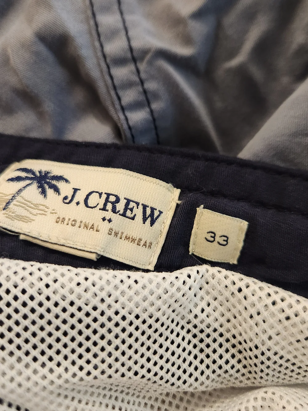 Crew Men’s Swim Shorts Board Trunks Casual Swim Wear Size 33 Blue Gray